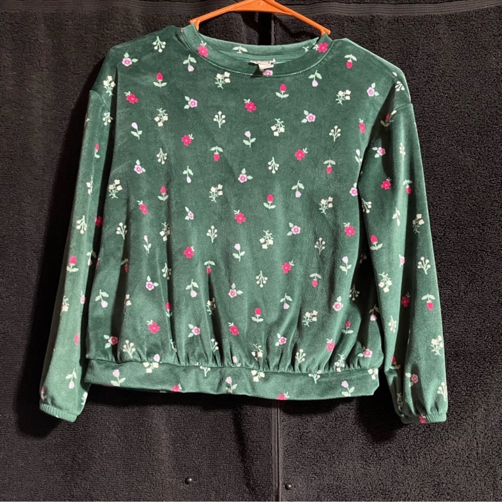 Cat & Jack Green Top with Pink Floral Design